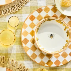 Honey Check Dinner Plate