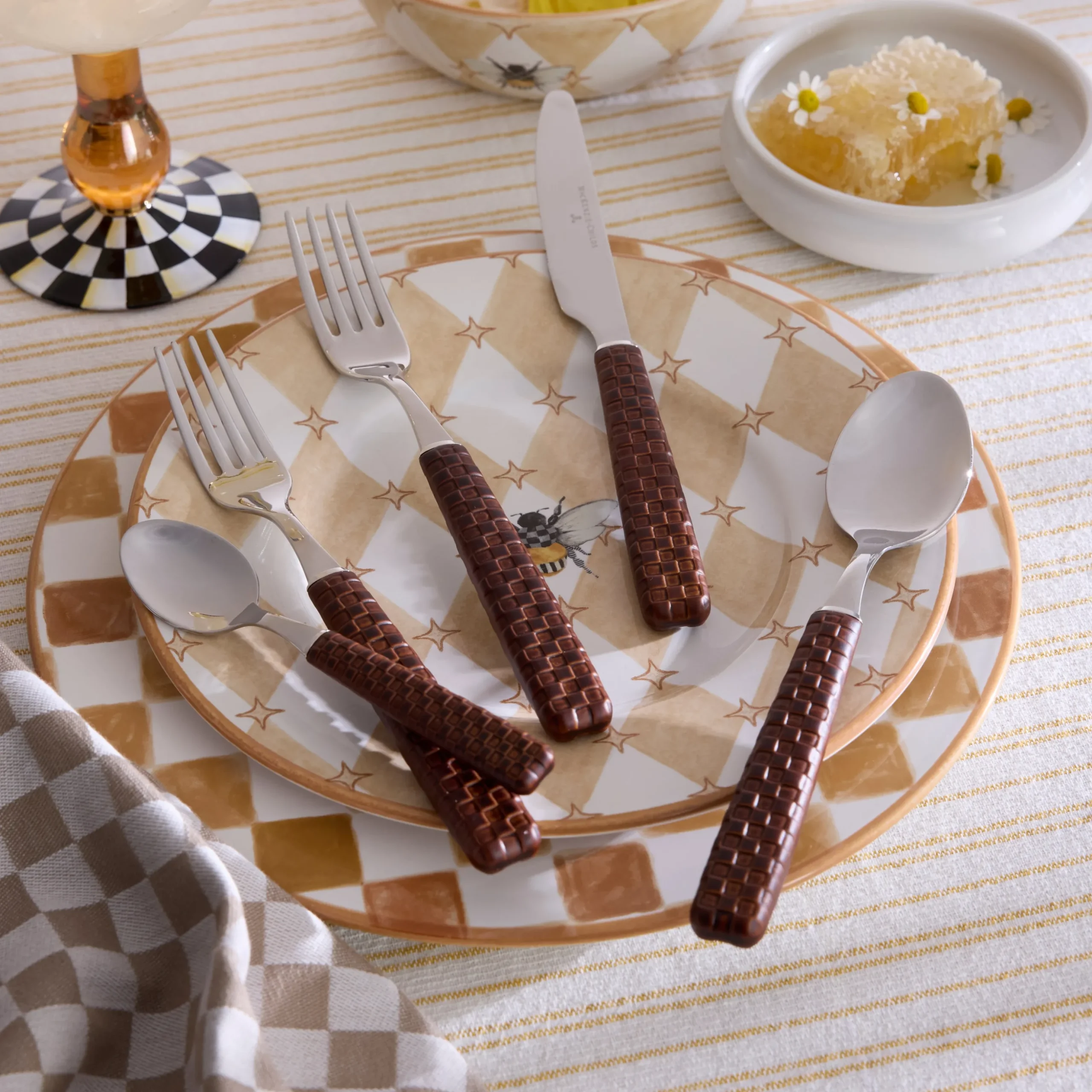 Honey Check Round Platter