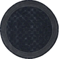 Indigo Blue Tonal Check 6' Round Rug