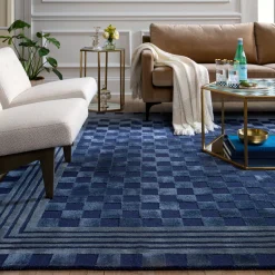 Indigo Blue Tonal Check 8' x 10' Rug