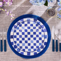 Indigo Check Dinner Plate