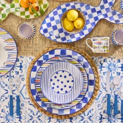 Indigo Check Round Platter