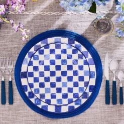 Indigo Check Round Platter