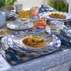 Indigo Check Round Platter