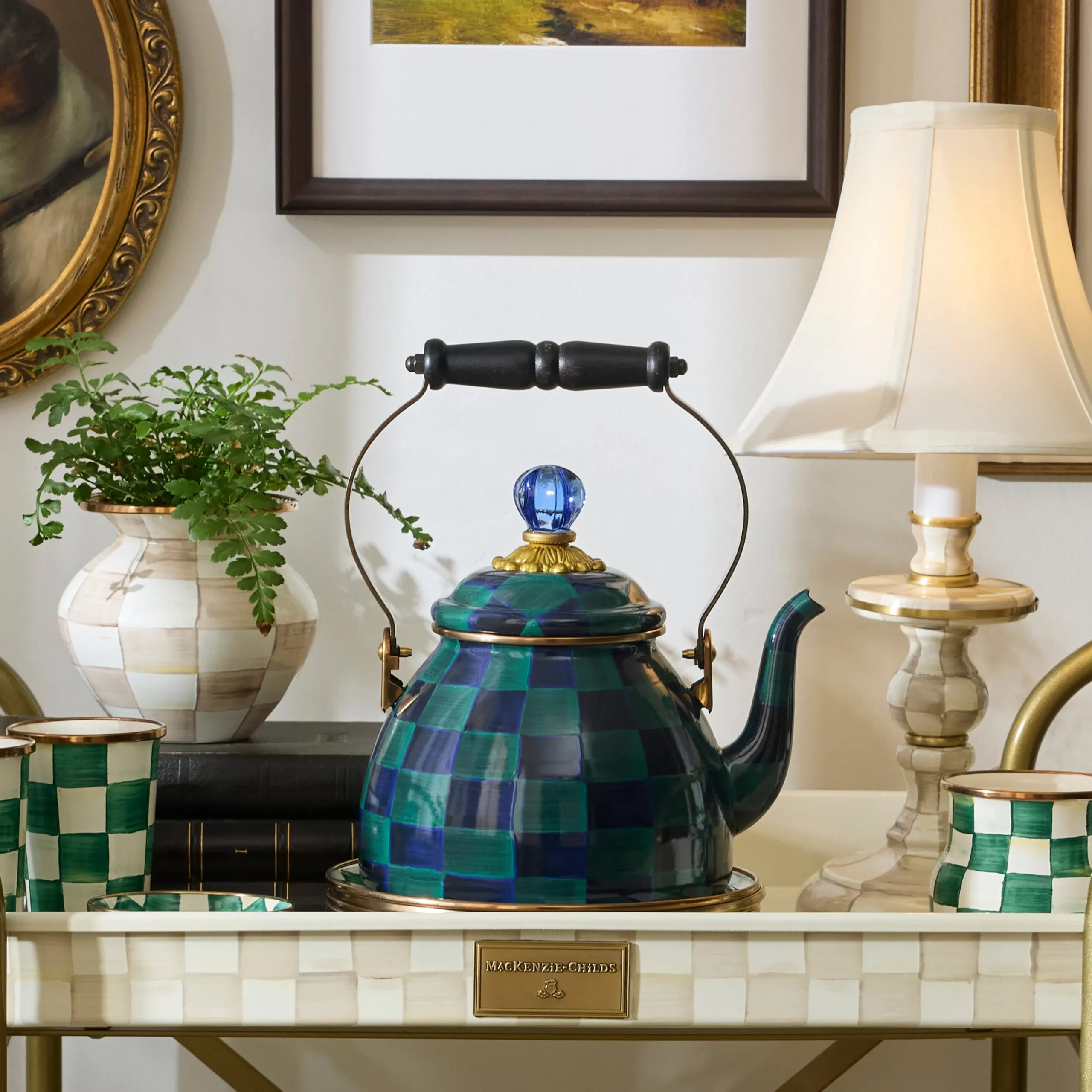 Juniper Check 2 Quart Tea Kettle