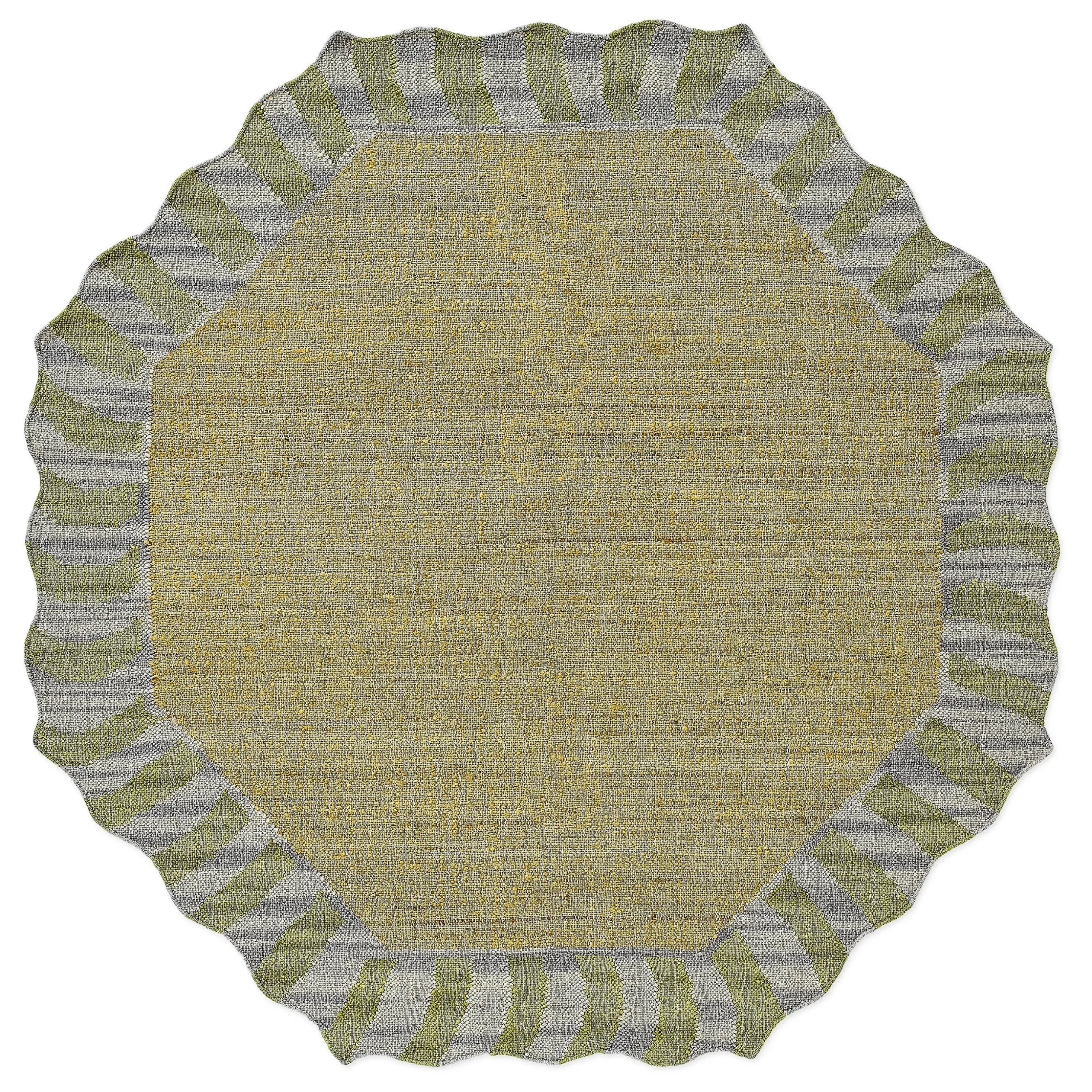 Jute Scalloped Purple and Green 6' Octagon Rug
