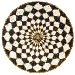 Kaleidoscope Black & Ivory Beaded Placemat