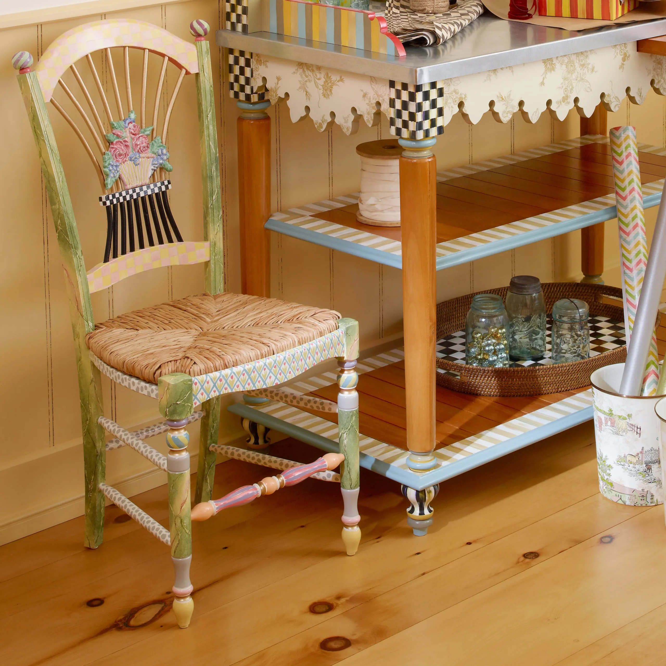 Light Flower Basket Side Chair
