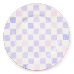 Lilac Check Round Platter