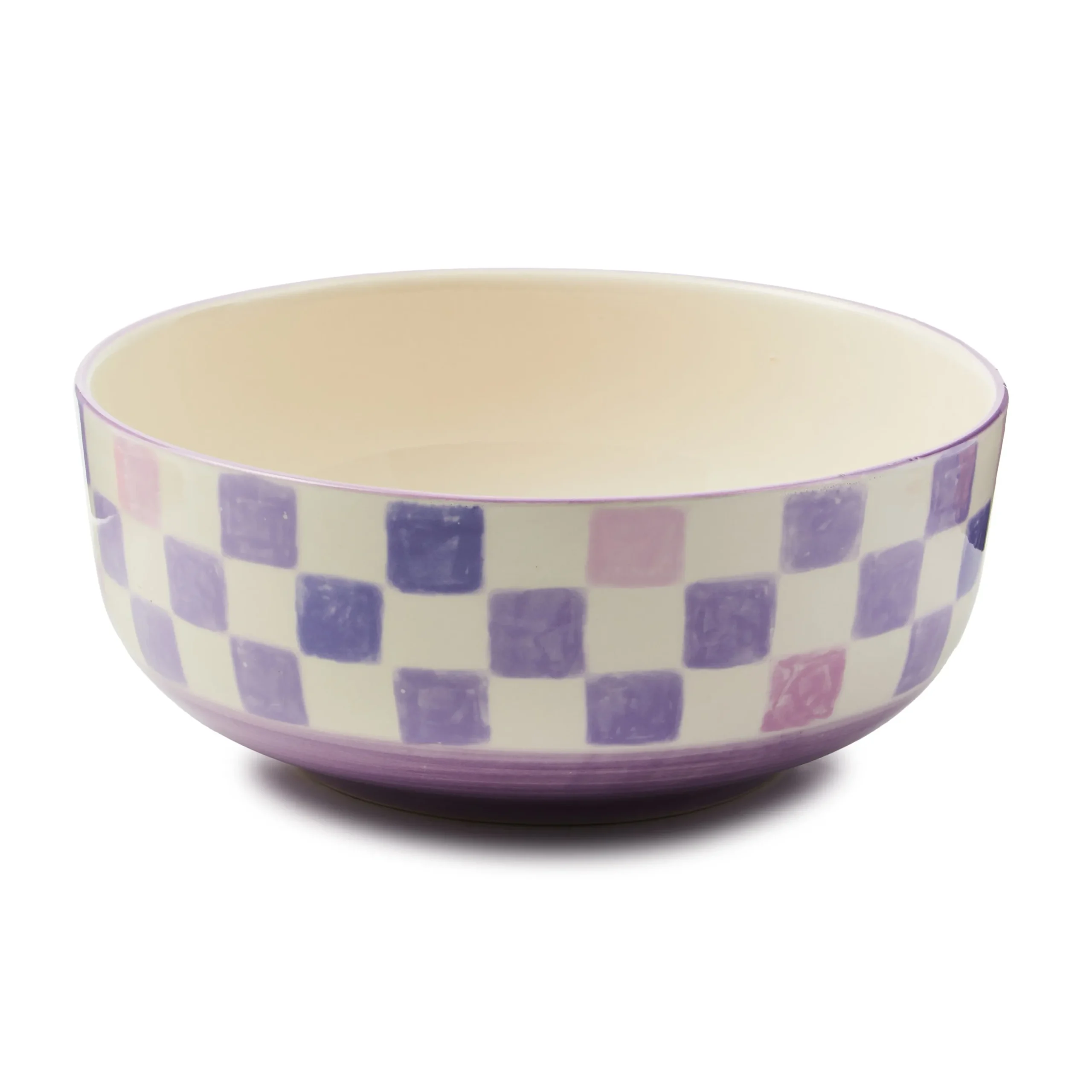 Lilac Check Serving Bowl