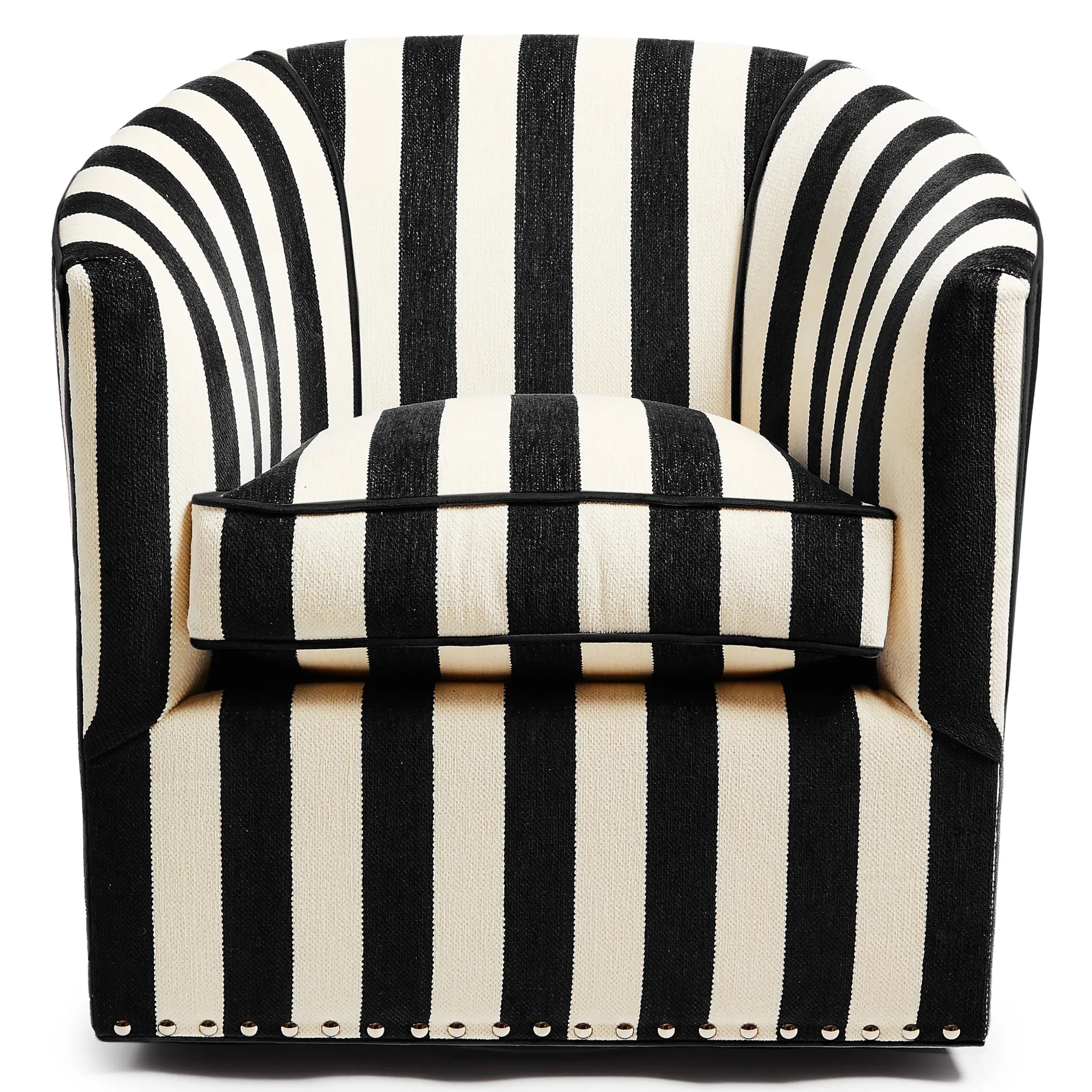 Marquee Black Stripe Chenille Swivel Chair
