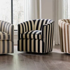 Marquee Black Stripe Chenille Swivel Chair