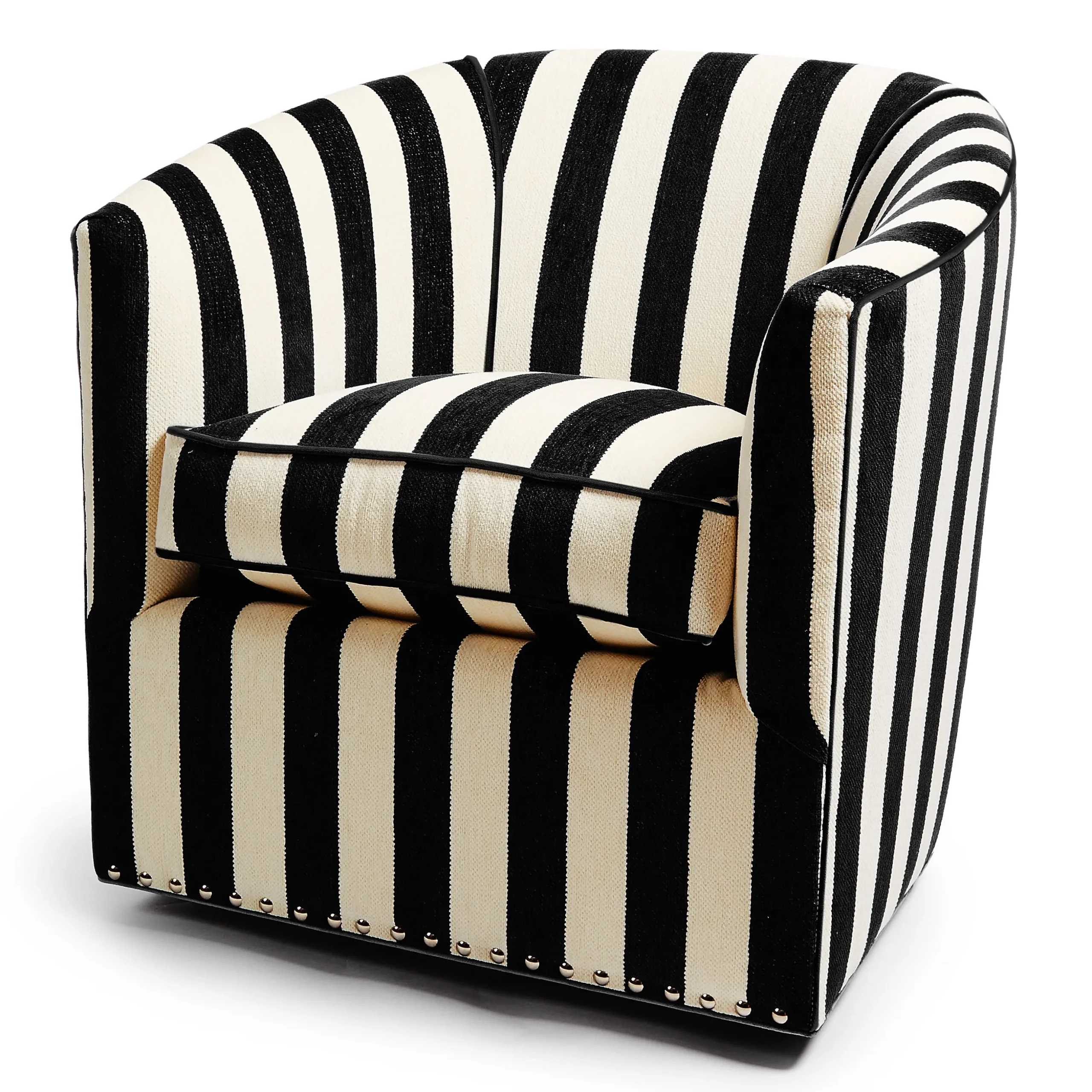 Marquee Black Stripe Chenille Swivel Chair
