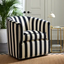 Marquee Black Stripe Chenille Swivel Chair