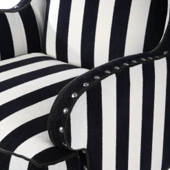 Marquee Black Stripe Chenille Wing Chair