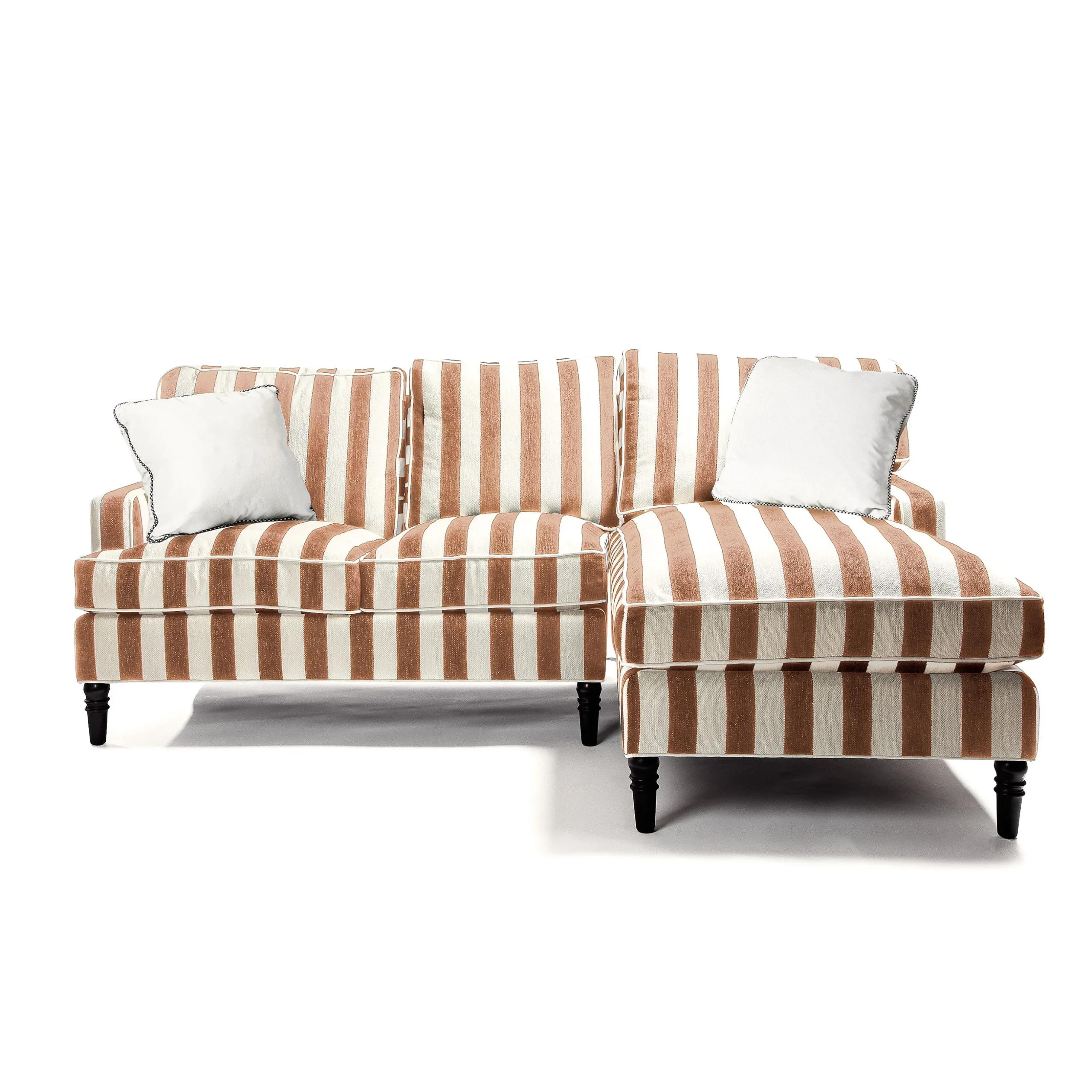 Marquee Brown Stripe 2-Piece Right Arm Chaise Sectional