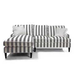 Marquee Grey Stripe 2-Piece Left Arm Chaise Sectional