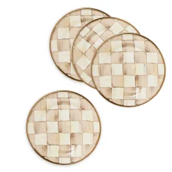 Mocha Check Appetizer Plates, Set of 4