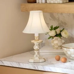 Mocha Check Candlestick Lamp
