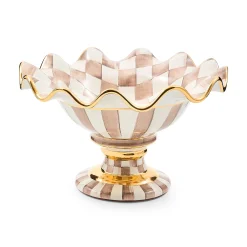 Mocha Check Ceramic Compote