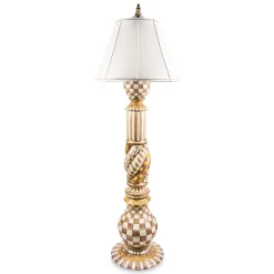 Mocha Check Ceramic Floor Lamp