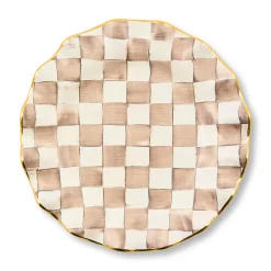Mocha Check Ceramic Fluted Dinner Plate