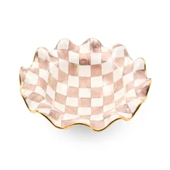 Mocha Check Ceramic Fluted Serving Bowl