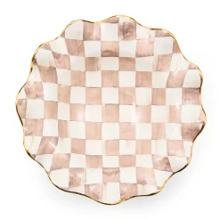 Mocha Check Ceramic Fluted Serving Bowl