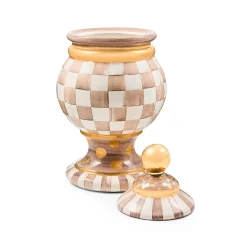 Mocha Check Ceramic Globe Canister