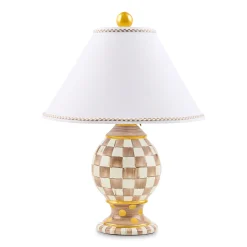 Mocha Check Ceramic Globe Lamp