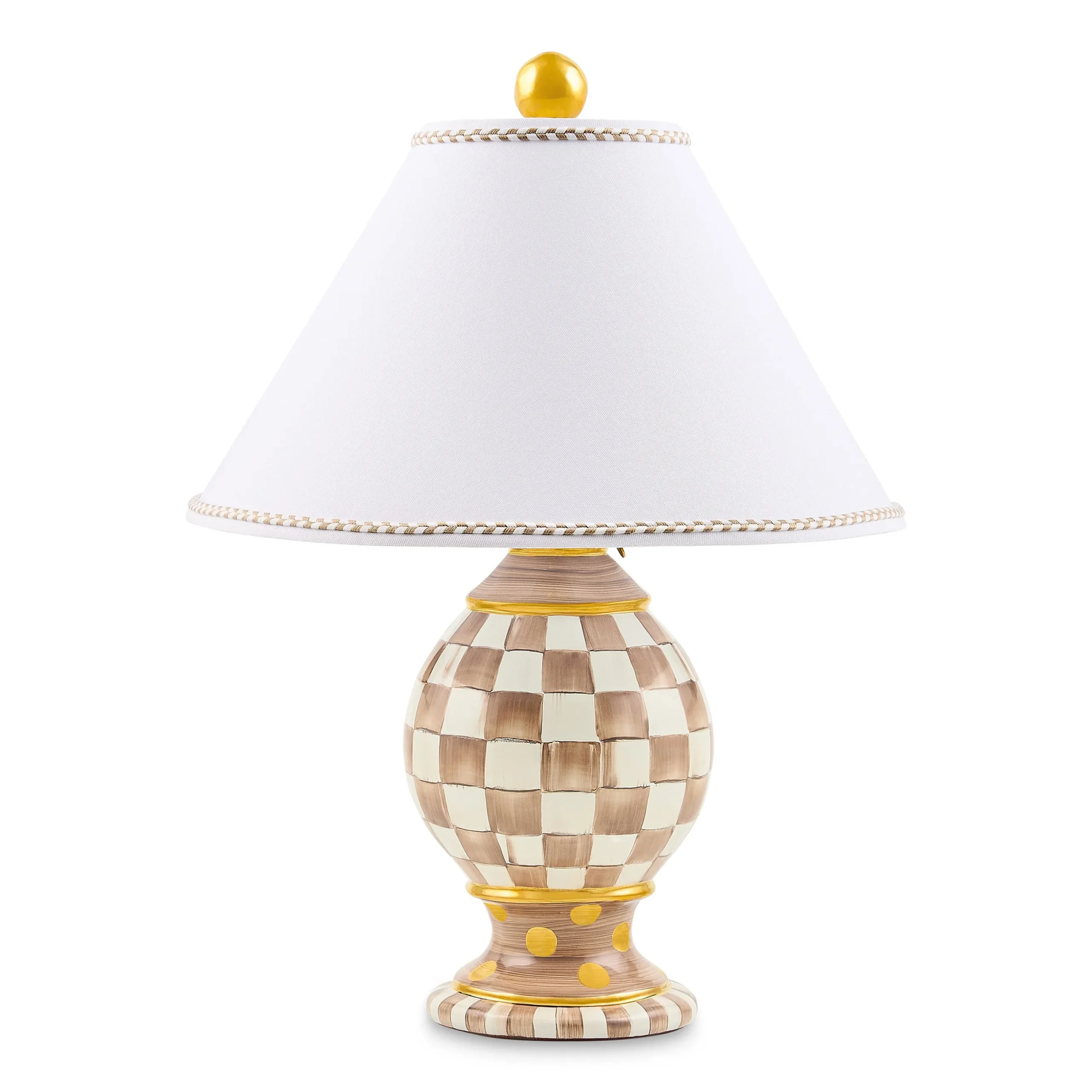 Mocha Check Ceramic Globe Lamp