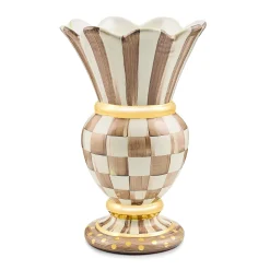 Mocha Check Ceramic Great Vase