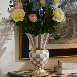 Mocha Check Ceramic Great Vase