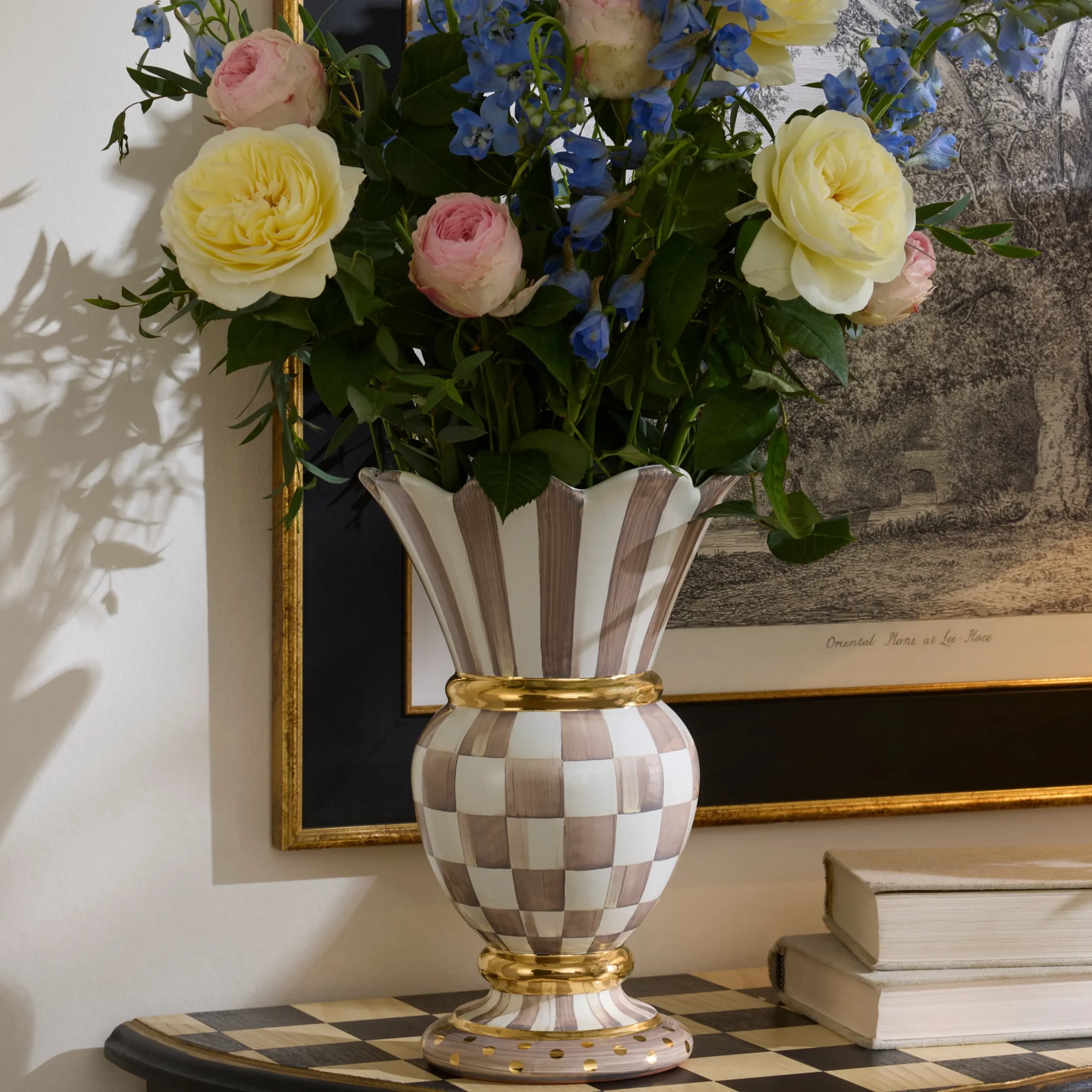Mocha Check Ceramic Great Vase