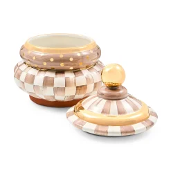 Mocha Check Ceramic Groovy Canister
