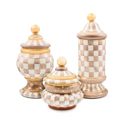 Mocha Check Ceramic Groovy Canister