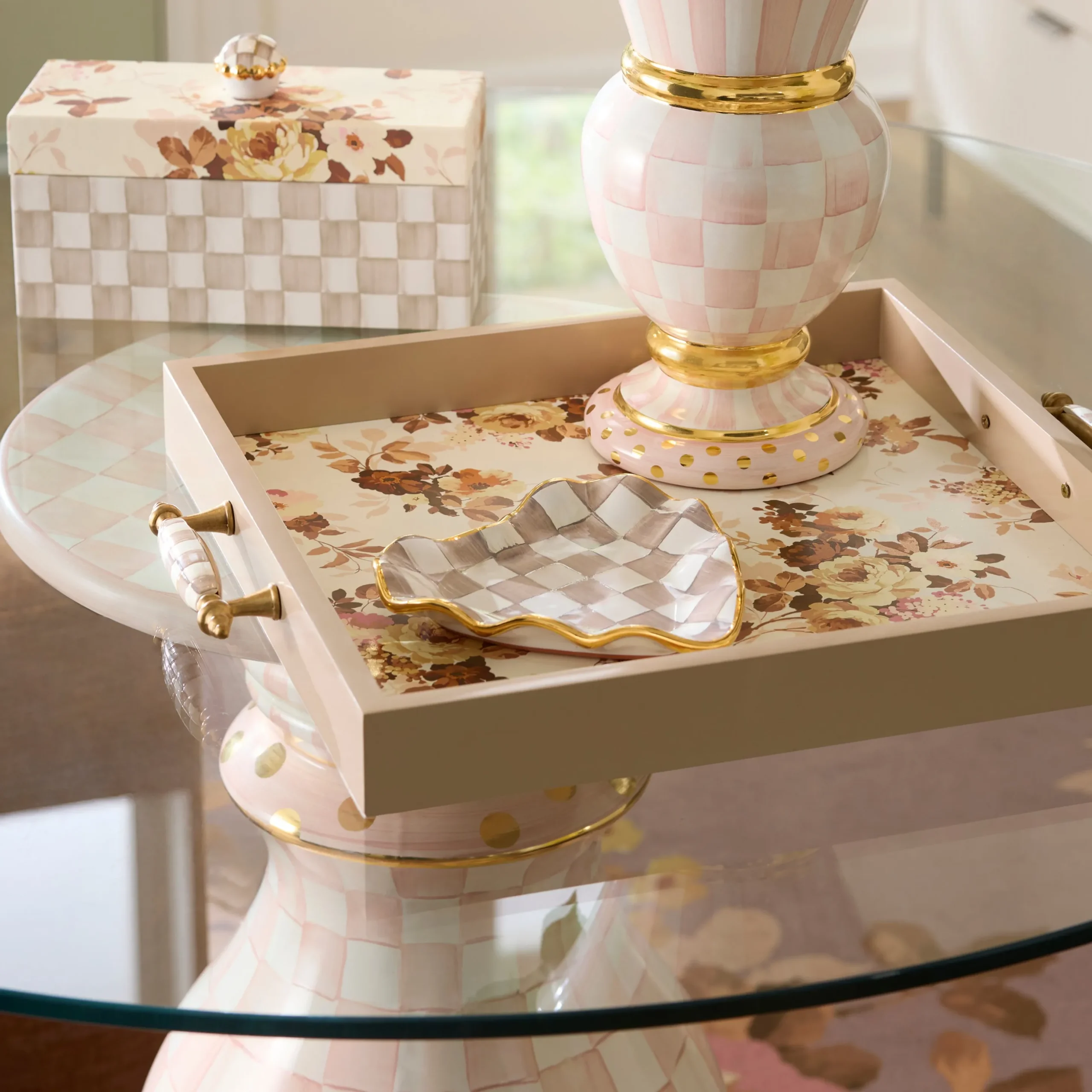 Mocha Check Ceramic Heart Plate