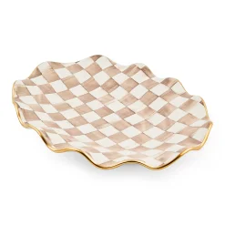 Mocha Check Ceramic Large Serving Platter