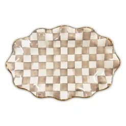 Mocha Check Ceramic Serving Platter