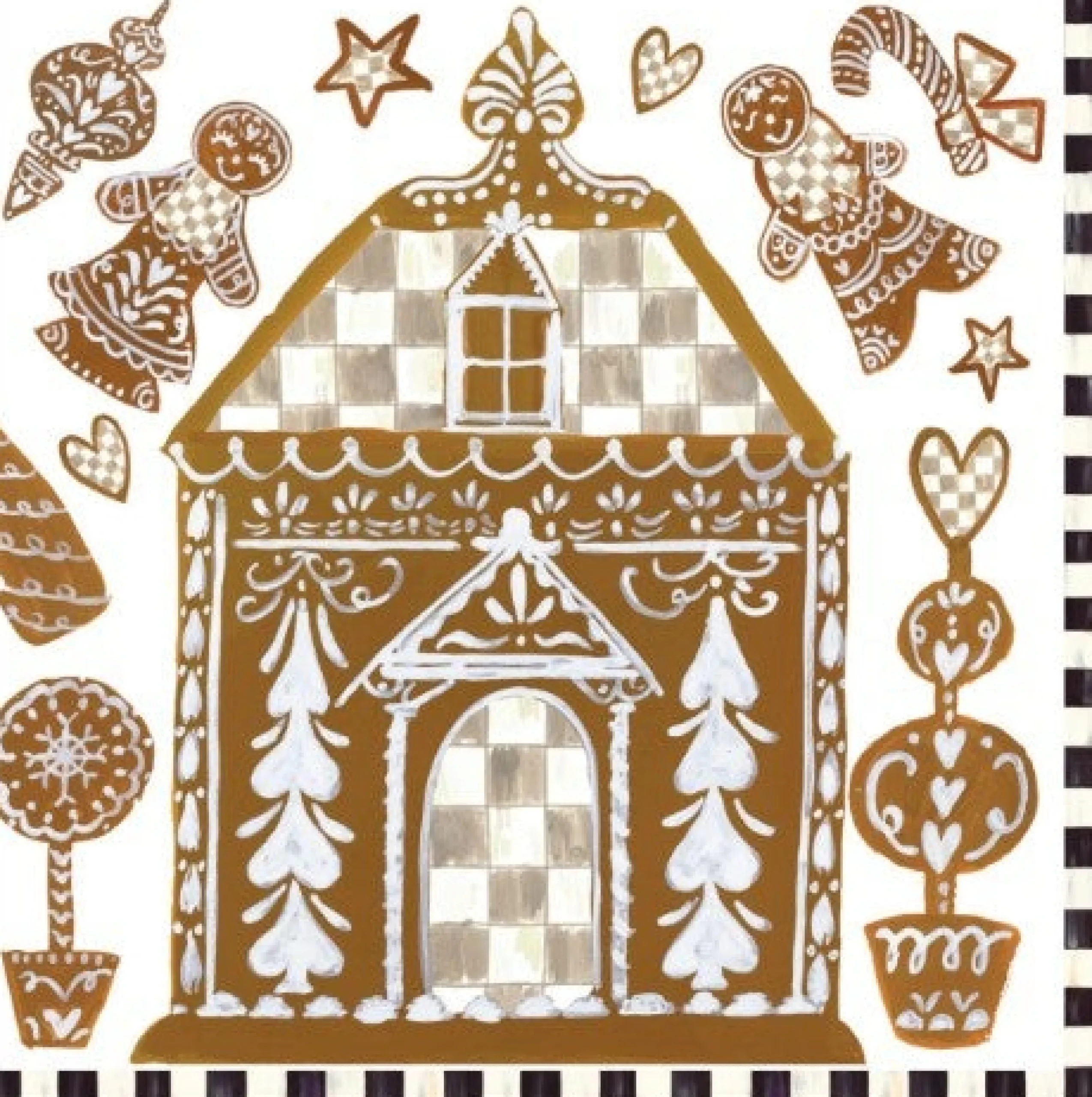 Mocha Check Cocktail Paper Napkins