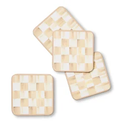 Mocha Check Cork Back Coasters, Set of 4
