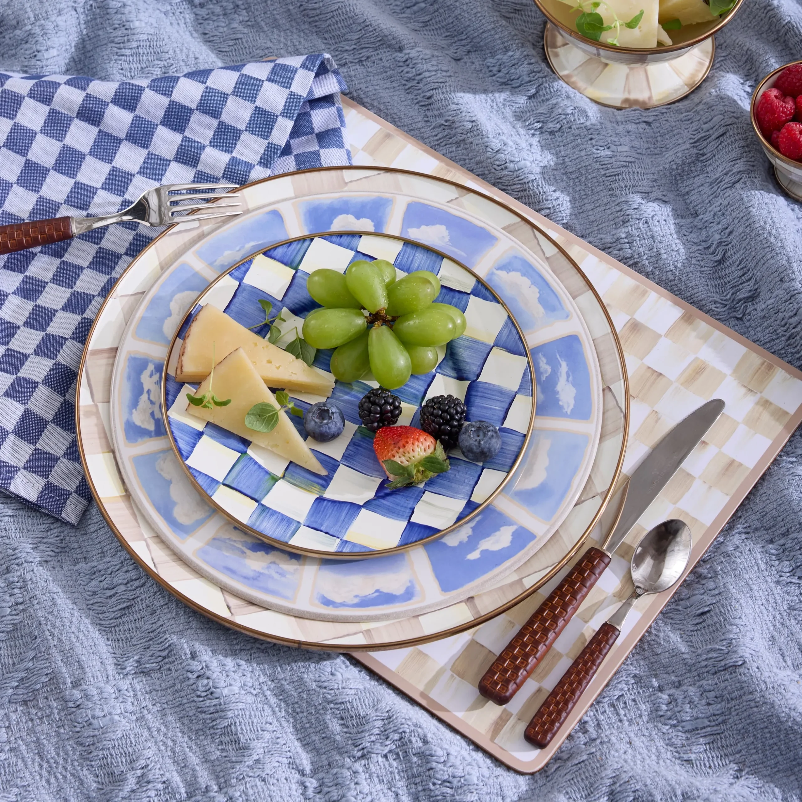 Mocha Check Cork Back Placemats, Set of 4