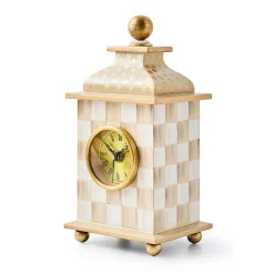 Mocha Check Desk Clock