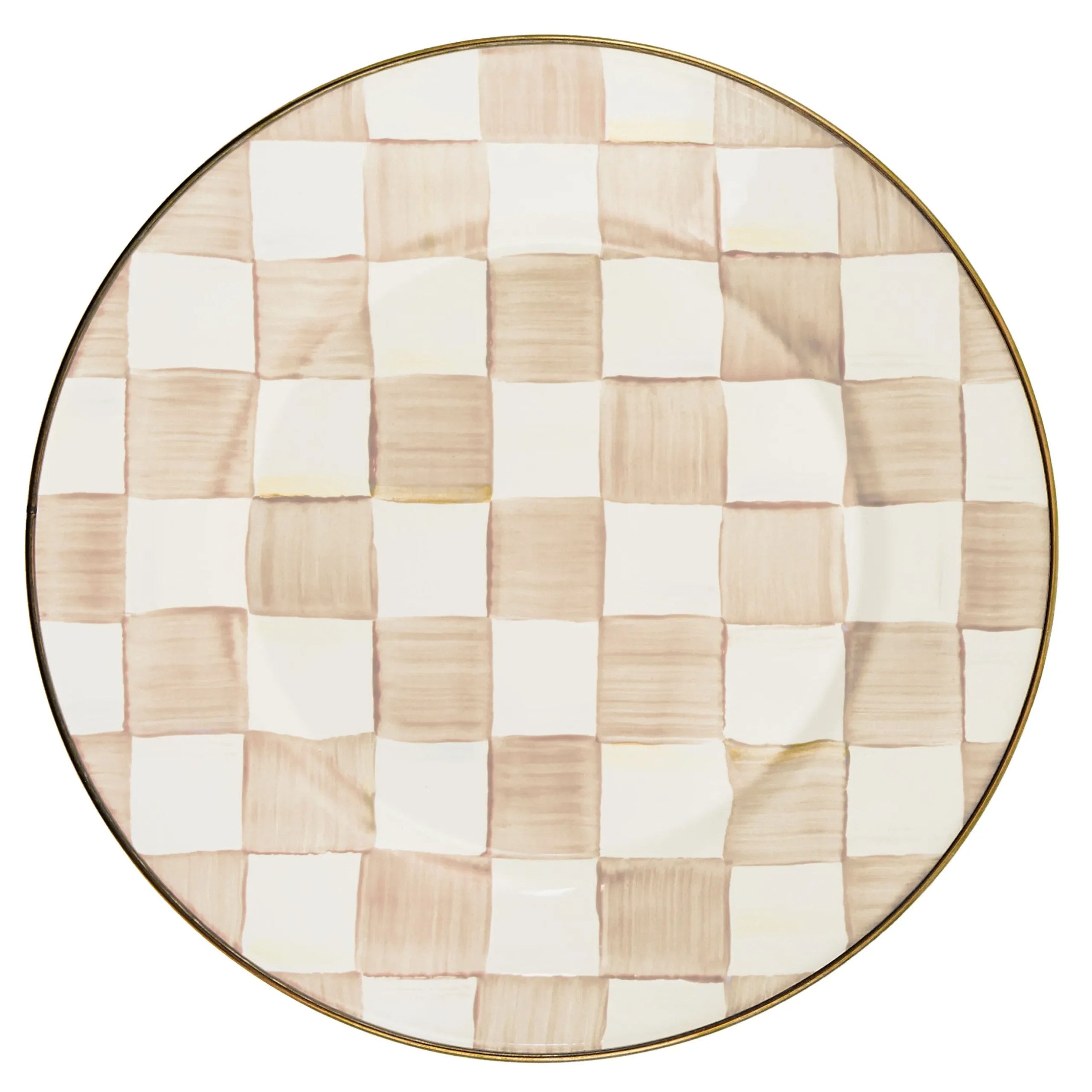 Mocha Check Dinner Plate
