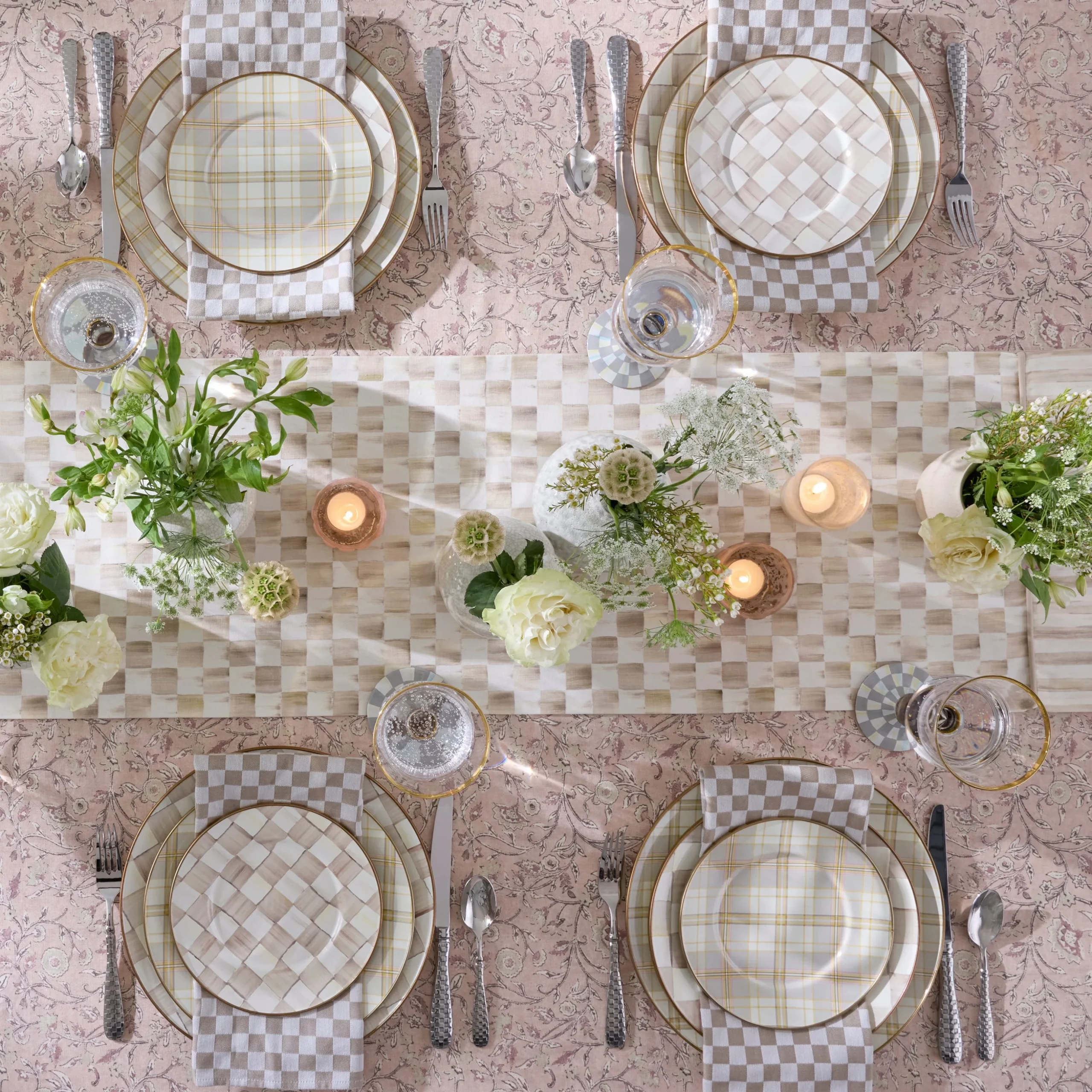 Mocha Check Dinner Plate