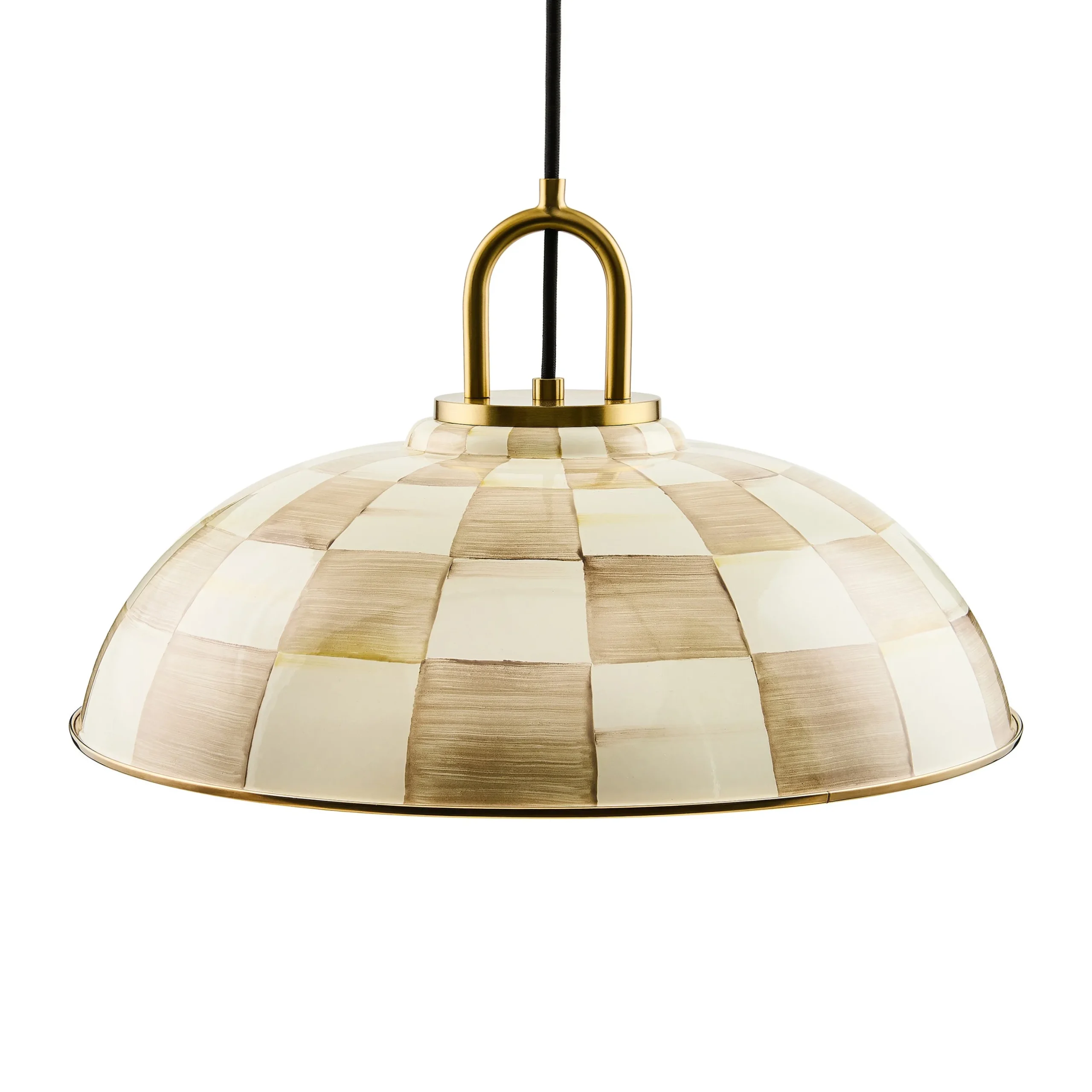 Mocha Check 18" Dome Pendant Lamp