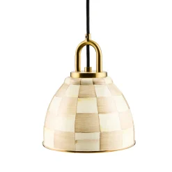 Mocha Check 8" Dome Pendant Lamp