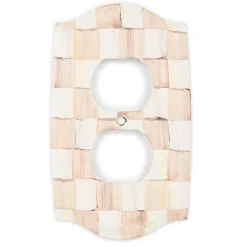 Mocha Check Double Outlet Cover