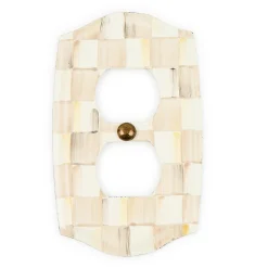 Mocha Check Double Outlet Cover