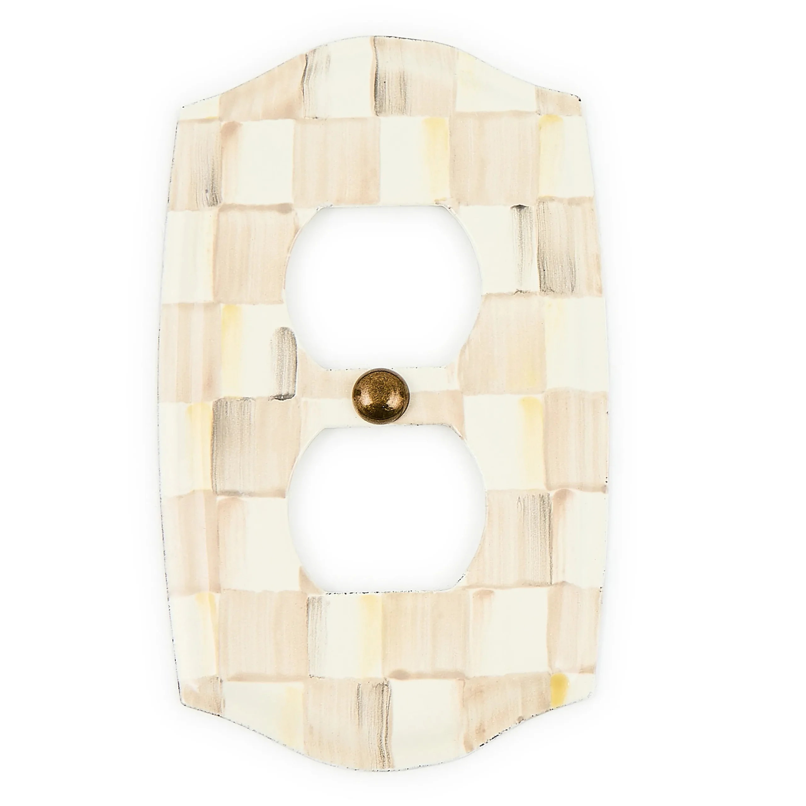Mocha Check Double Outlet Cover